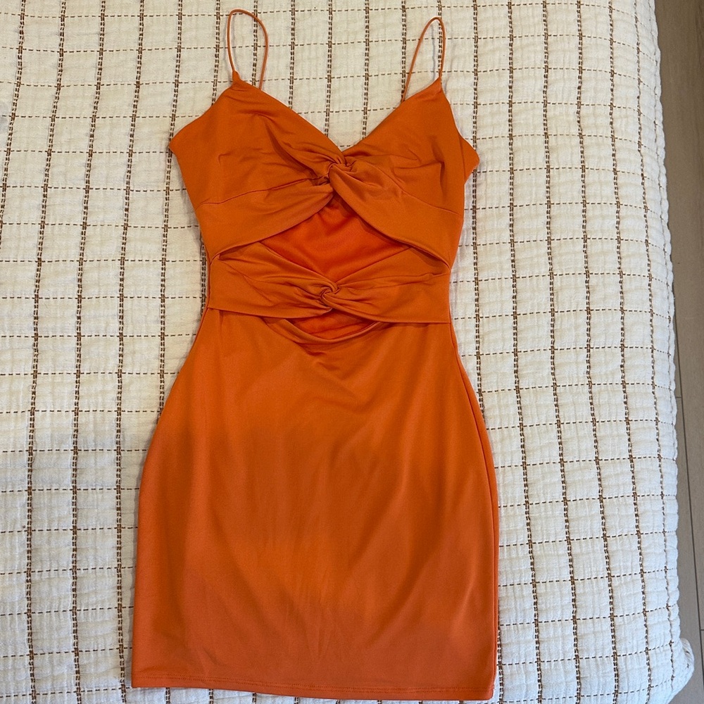 Windsor Vibrant Orange Backless Dress